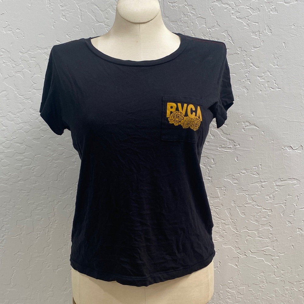 RVCA Black Tee with Gold Logo